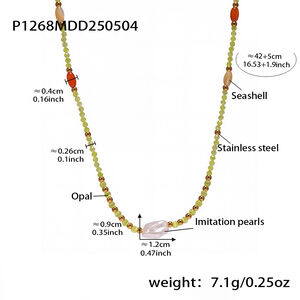 1 collar elegante de cuentas con piedras naturales de color dorado para mujer. h5 Imagen2