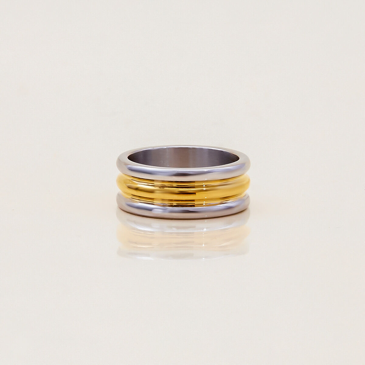 Bague minimaliste annulaire en acier inoxydable étanche, couleur argent et or (1 pièce) Image5