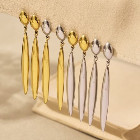 1 Pair Modern Irregular Shape Stainless Steel Waterproof Gold Color Women's Drop Earrings 2