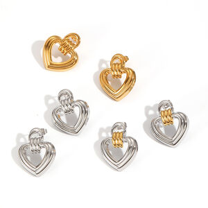 1 Pair Daily Heart Stainless Steel Waterproof Gold Color Women's Stud Earrings h5 Picture4