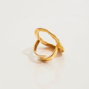 1 Piece Irregular Oval Stainless Steel Waterproof Gold Color Statement Rings h5 Picture6