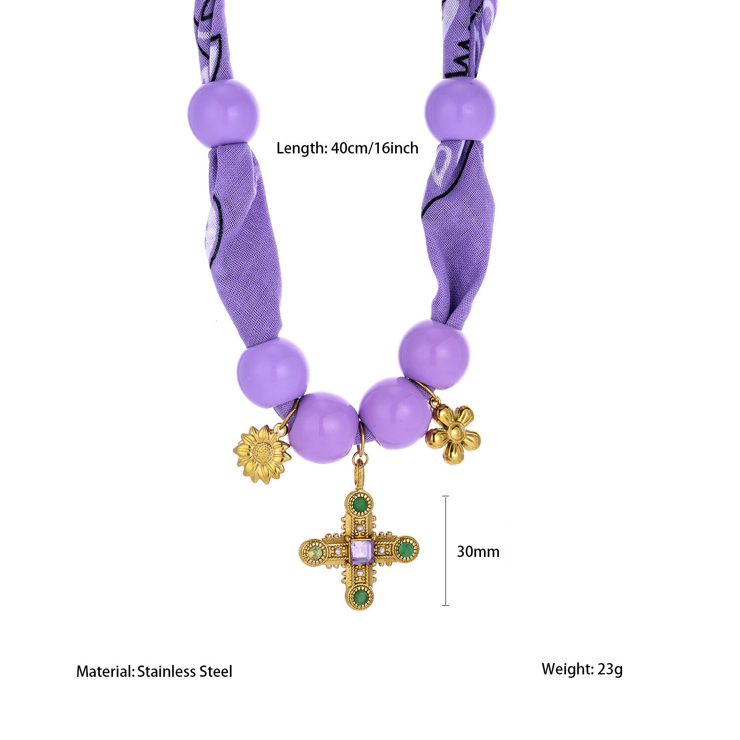 1 Piece Luxurious Series Devil's Eye Cross Stainless Steel Waterproof Gold Color Women's Pendant Necklaces