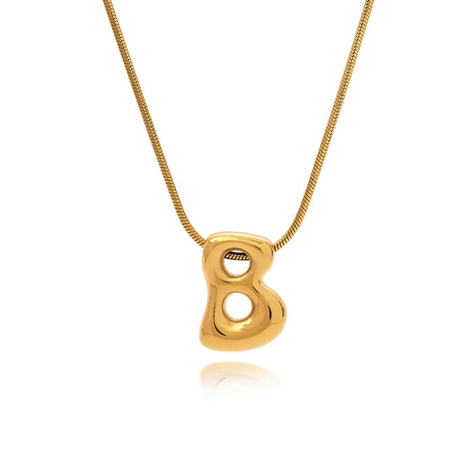 Collier Pendentif Femme Classique En Acier Inoxydable, Couleur Or, Avec Lettre (1 Pièce)