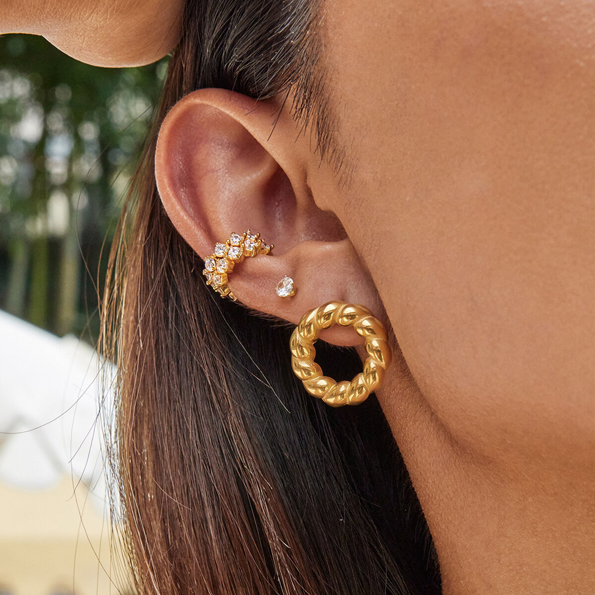 1 Pair Simple Twisted Knot Stainless Steel Waterproof Gold Color Women's Stud Earrings h5 Picture4