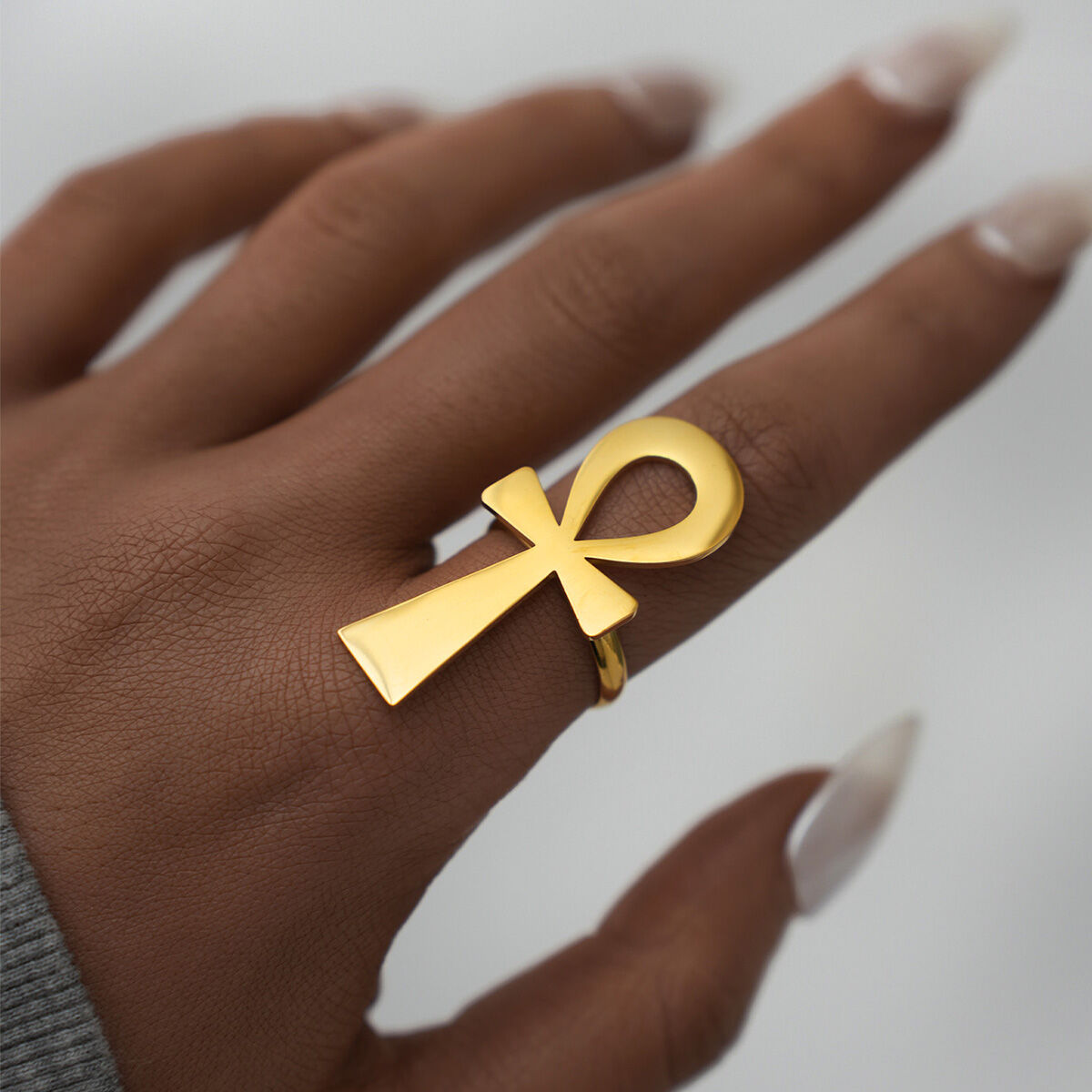 1 Piece Simple  Casual Cross Stainless Steel Waterproof  Gold Color  Statement Rings h5 Picture5
