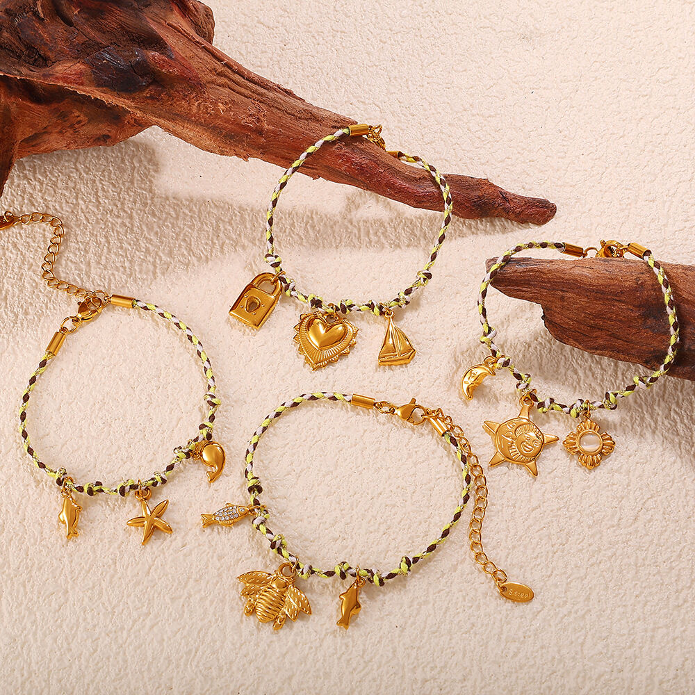 Set di collane con ciondolo fai da te in acciaio inossidabile color oro impermeabile h5 Immagine3