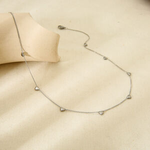 Three Dimensional Heart Shaped Stainless Steel Waterproof Chain DIY Women's Necklace h5 Picture4