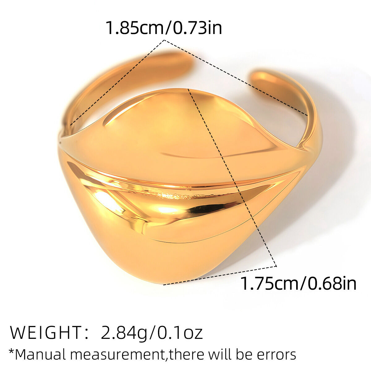 1 Piece Simple Irregular Shape Stainless Steel Waterproof  Gold Color Statement Rings 