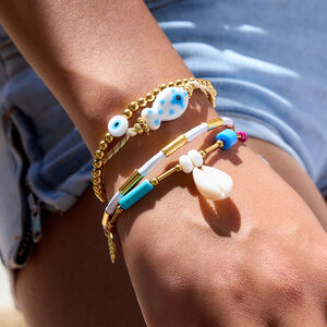Bracelet à breloques pour femme, en acier inoxydable, couleur or, motif coquillage océanique (1 pièce). h5 Image4