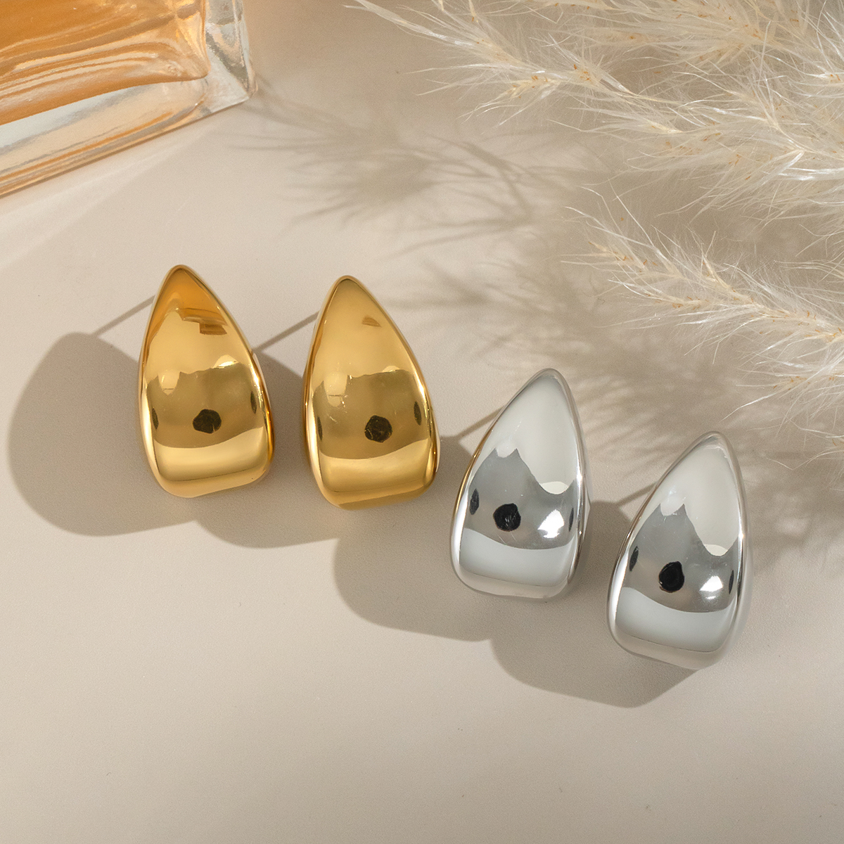 1 Pair Stainless Steel Waterproof Gold Color Stud Earrings