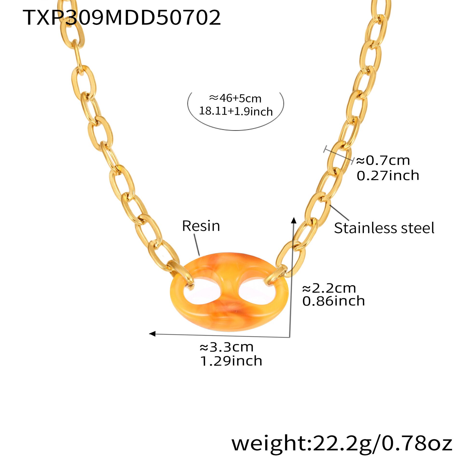 TXP309-Collar Nariz de Cerdo Amarillo 46+5cm Imagen3