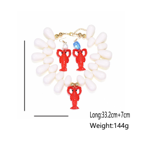 Resin Lobster Statement Necklace Set h5 Picture2
