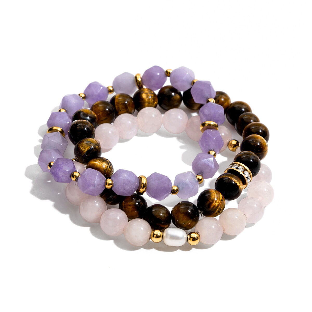 1 pezzo di braccialetti di perline da donna con perline colorate e pietre naturali Immagine9