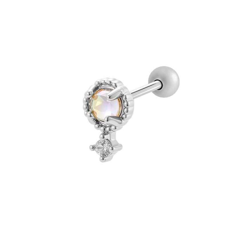 1 Stück Shinning Leaf Kupfer Gold Farbe Zirkon Damen Piercing Ohrringe