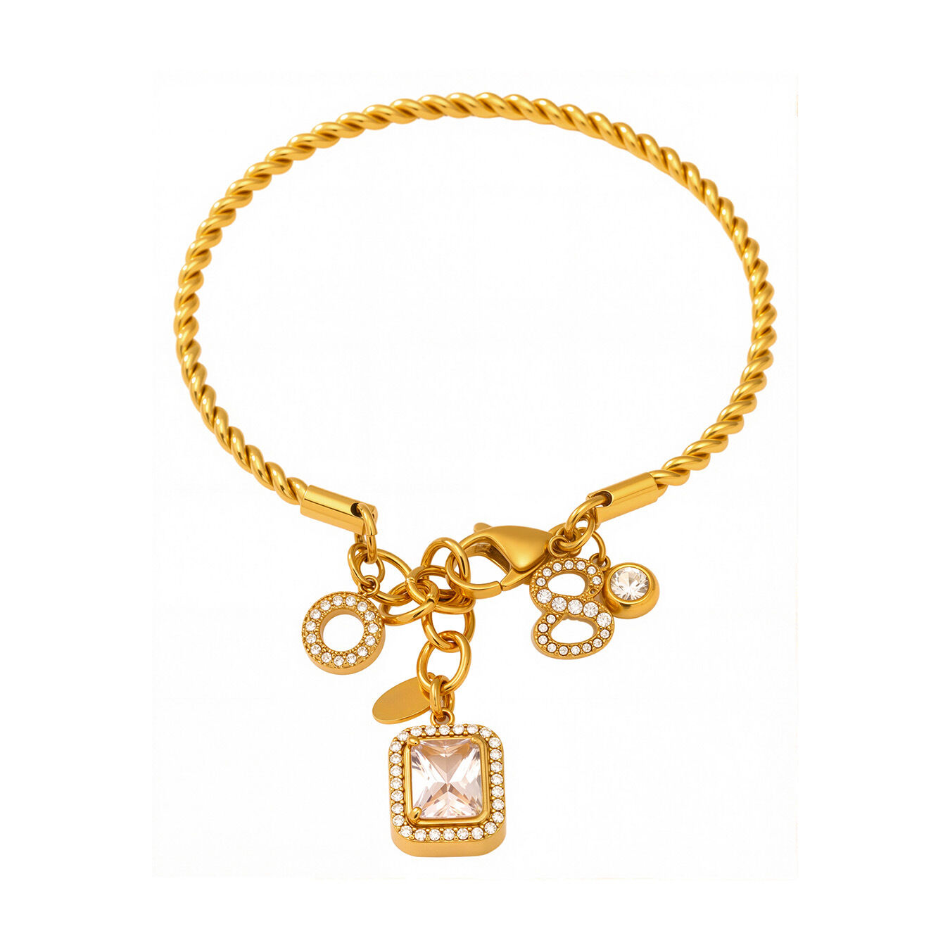 1 Piece Exquisite Rectangle Stainless Steel Waterproof Gold Color Women's Charm Bracelets