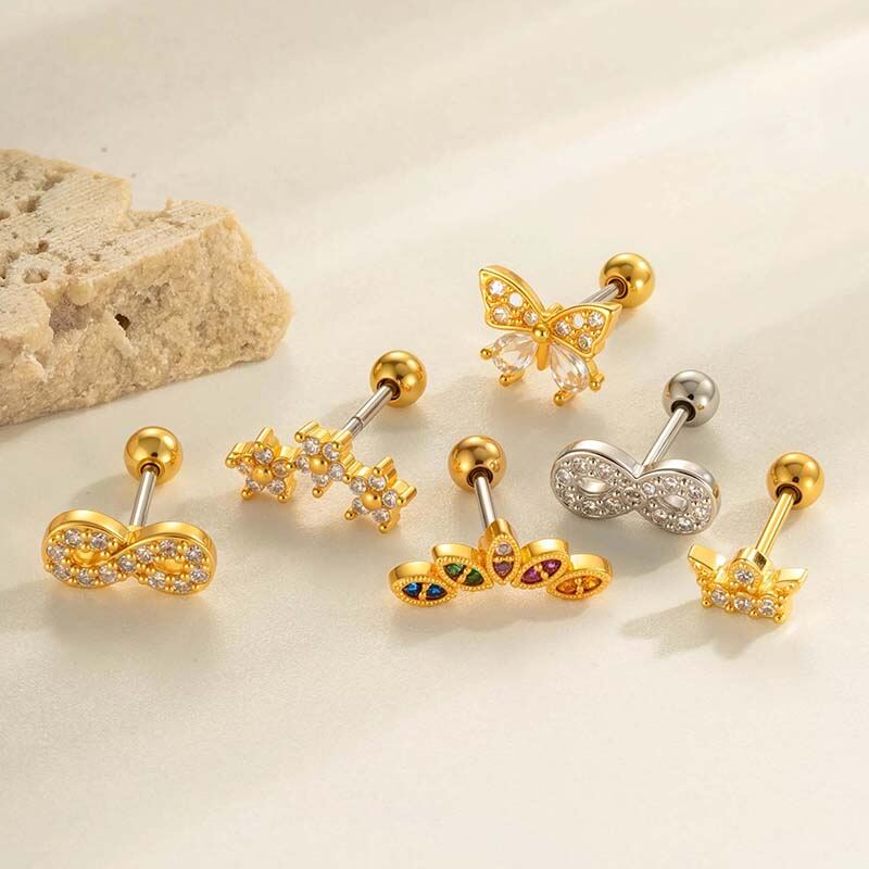1 Stück Chic Schmetterling Kupfer Gold Farbe Zirkon Damen Piercing Ohrringe Bild4