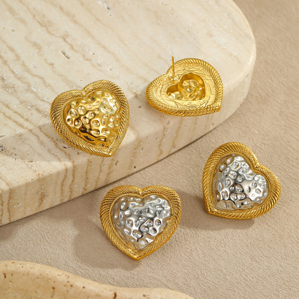 1 Paar Simple Series Simple Heart Edelstahl wasserdichte Damen-Ohrstecker h5Bild3