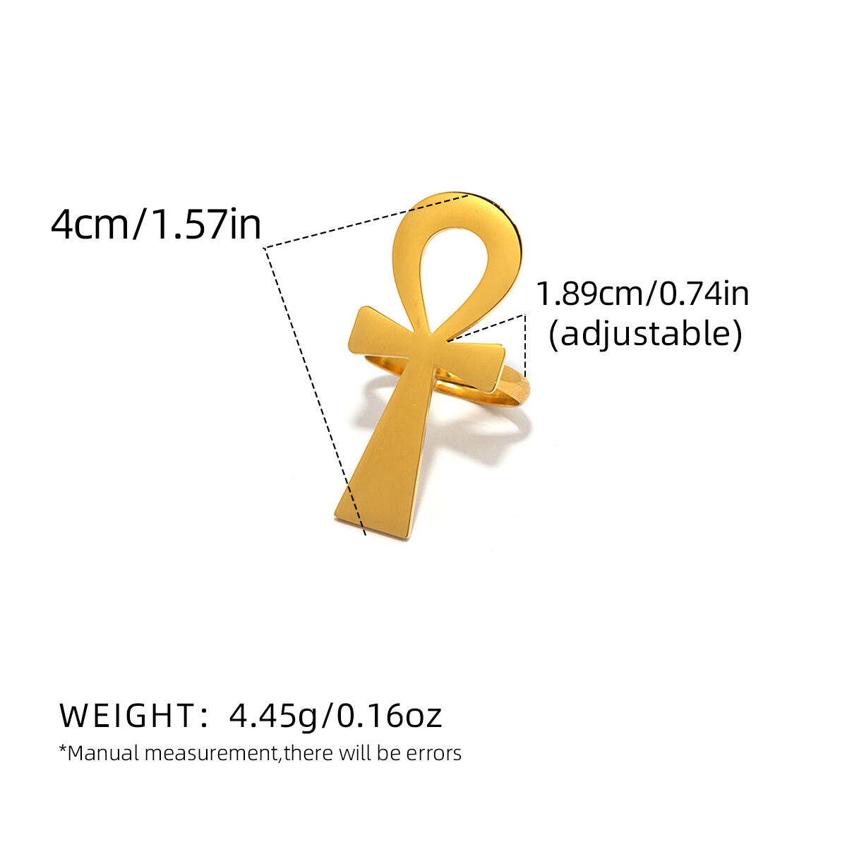 1 Piece Simple  Casual Cross Stainless Steel Waterproof  Gold Color  Statement Rings Picture2