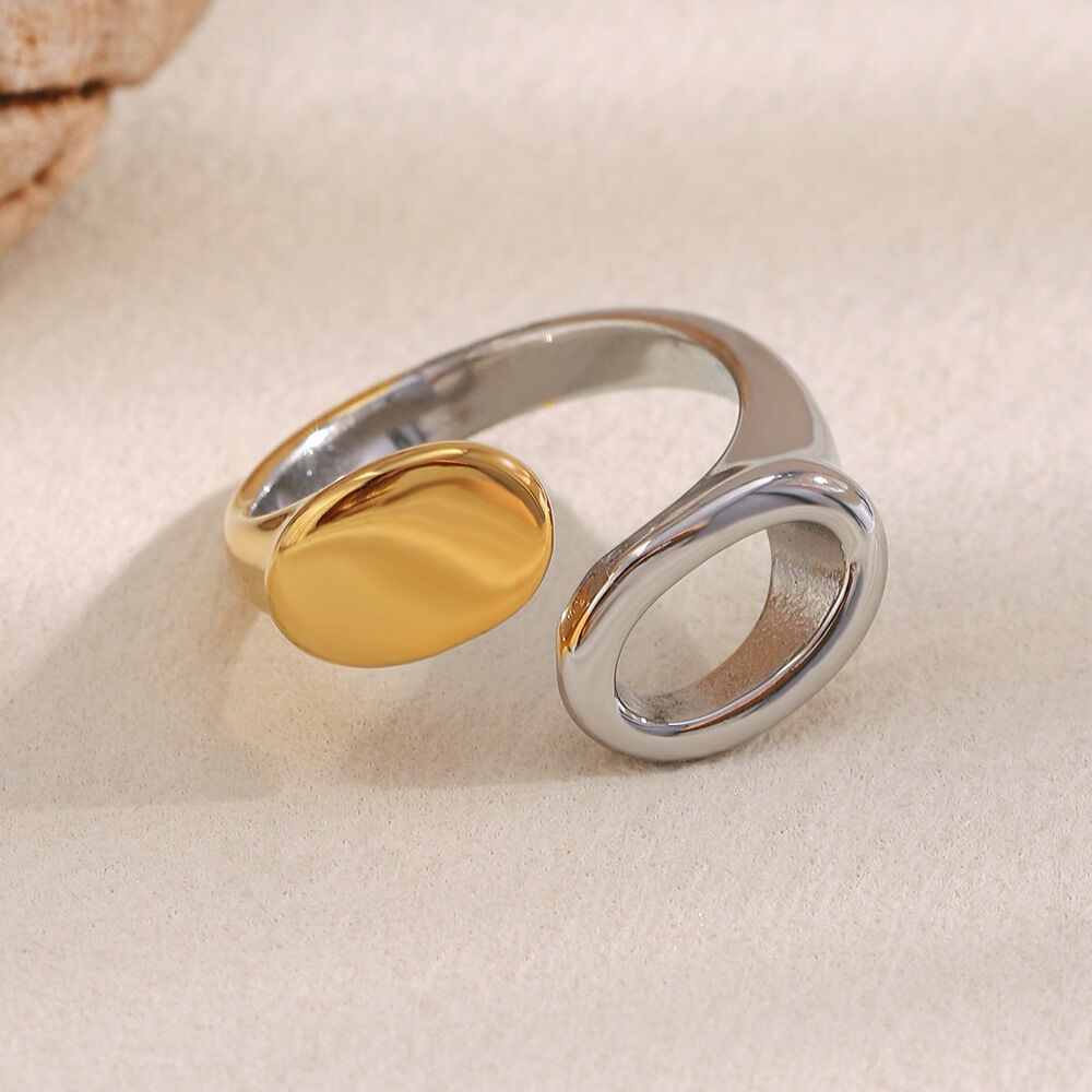 1 Piece Simple Series Casual Mixed Color Stainless Steel Waterproof Statement Rings