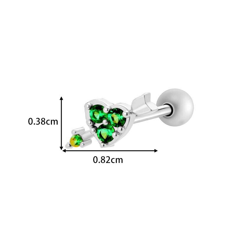 1 stuk hart koper goud kleur zirkoon piercing oorbel h5 Afbeelding2