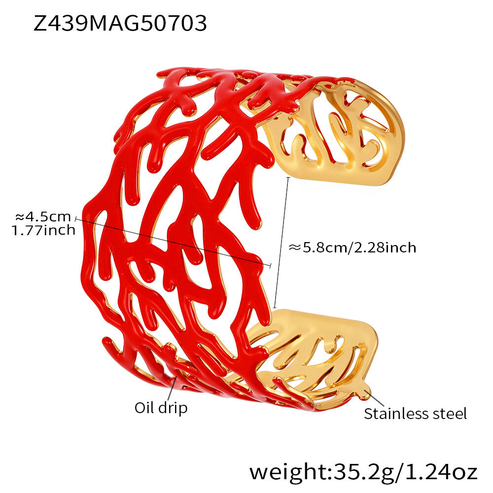 Z439-Altın mercan kırmızısı bileklik Resim2