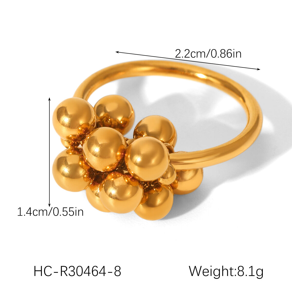 1 Stück Simple Series Daily Beads Edelstahl Wasserdicht Goldfarbene Statement-Ringe Bild2