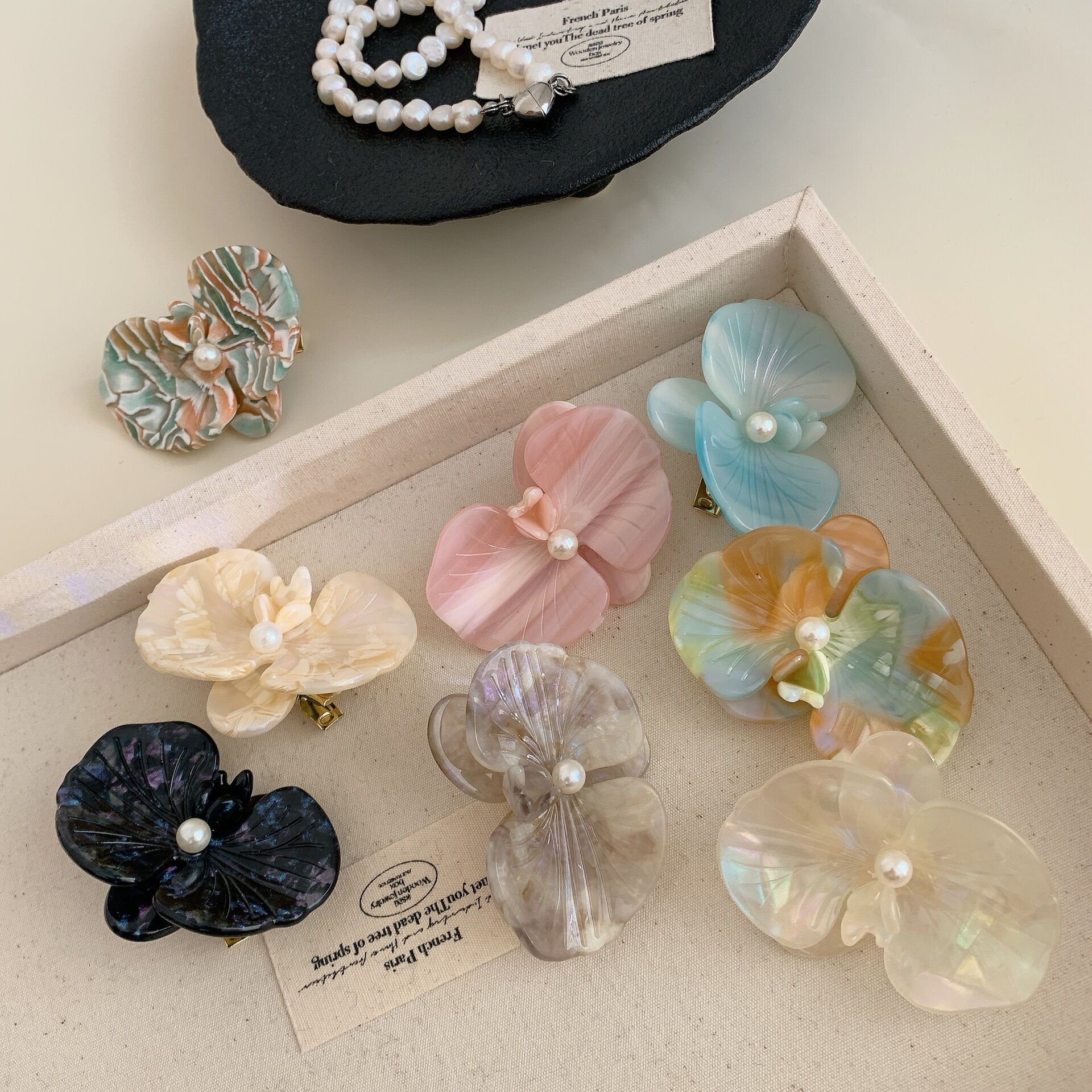 1 paire de pinces à cheveux pour femme en acétate, série Simple Daily Flower 2