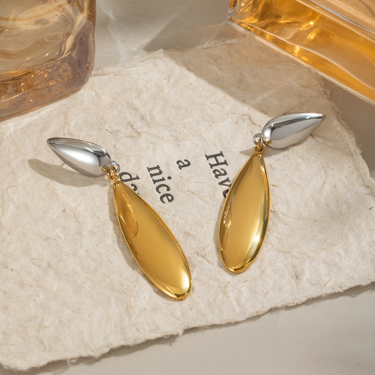 1 Pair Simple  Casual Droplet Stainless Steel Waterproof  Women's Dangle Earrings h5 Picture4
