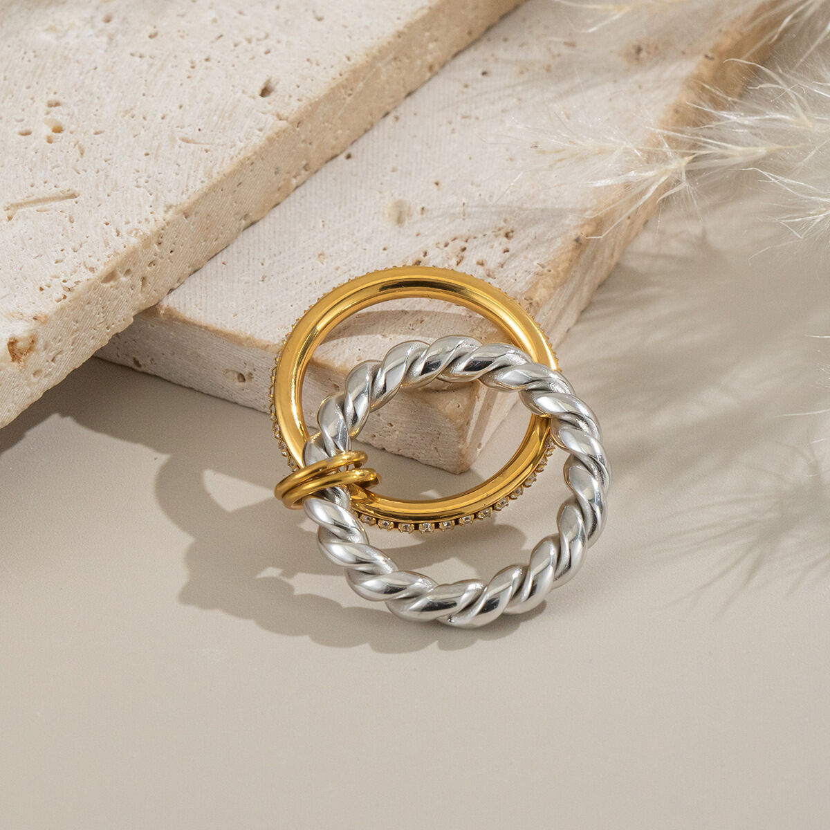 1 Piece Stainless Steel Waterproof Mixed Color Minimalist Ring h5 Picture4