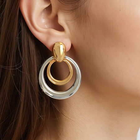 1 Pair Simple Circle Stainless Steel Waterproof Gold Color Women's Stud Earrings