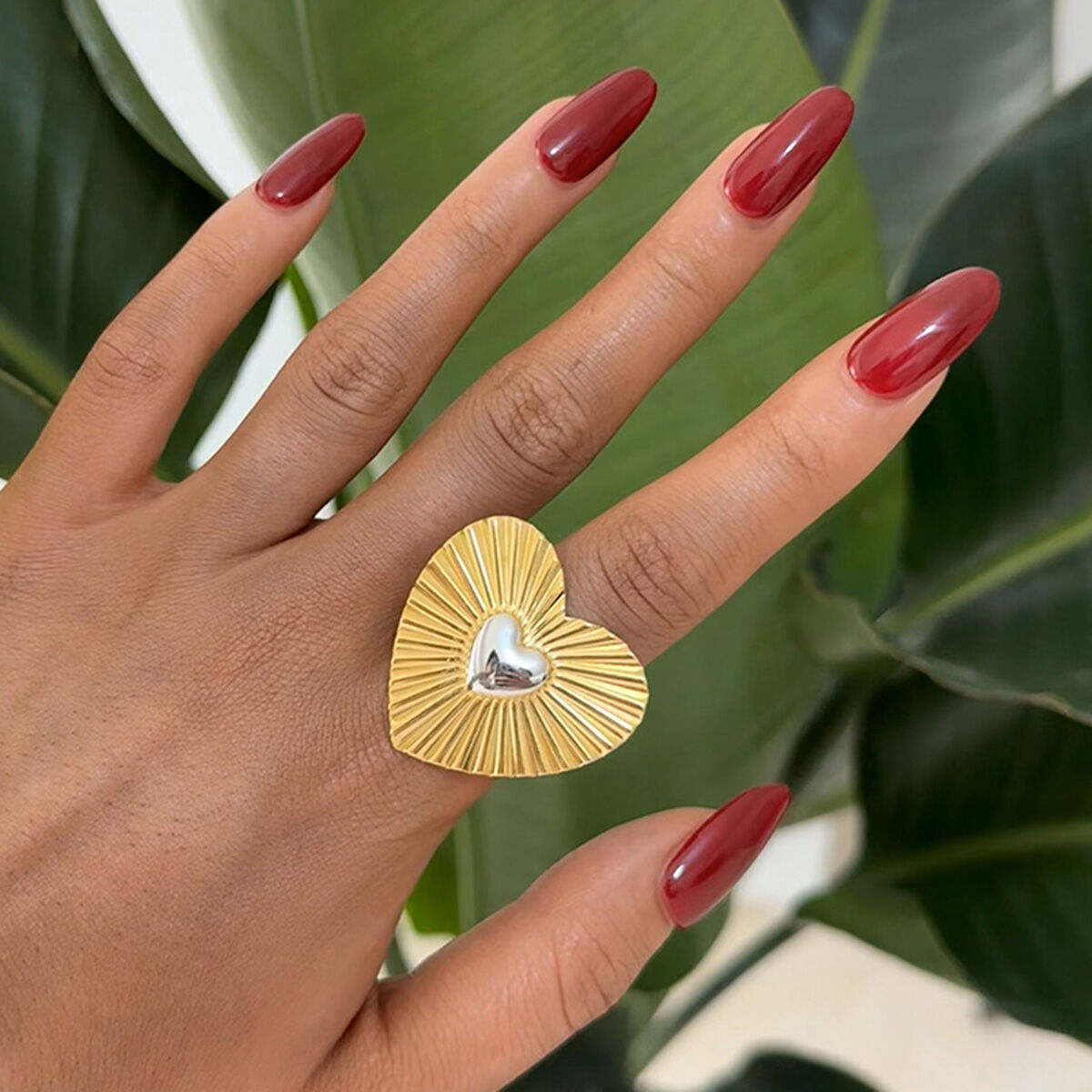 1 Piece Romantic  Simple Heart Stainless Steel Waterproof  Statement Rings h5 Picture9