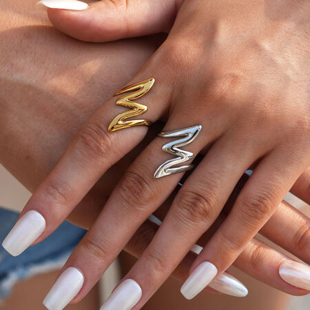 1 Piece Simple Series Daily Lines Stainless Steel Waterproof Gold Color Minimalist Rings