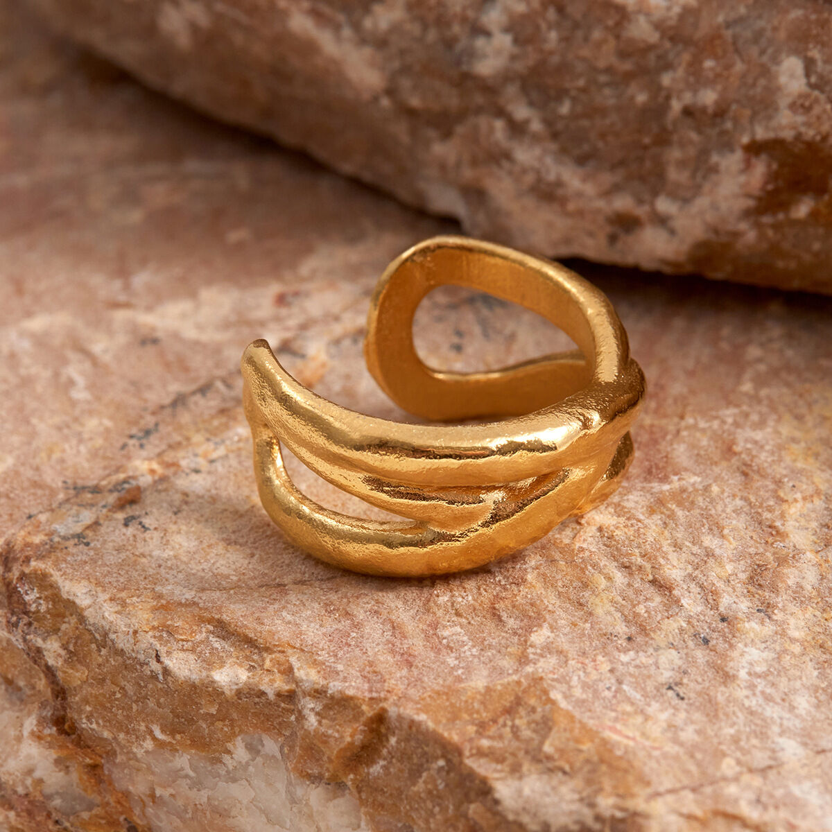 1 Stück Modern Twist Edelstahl Wasserdicht Goldfarben Minimalistischer Ring Bild7