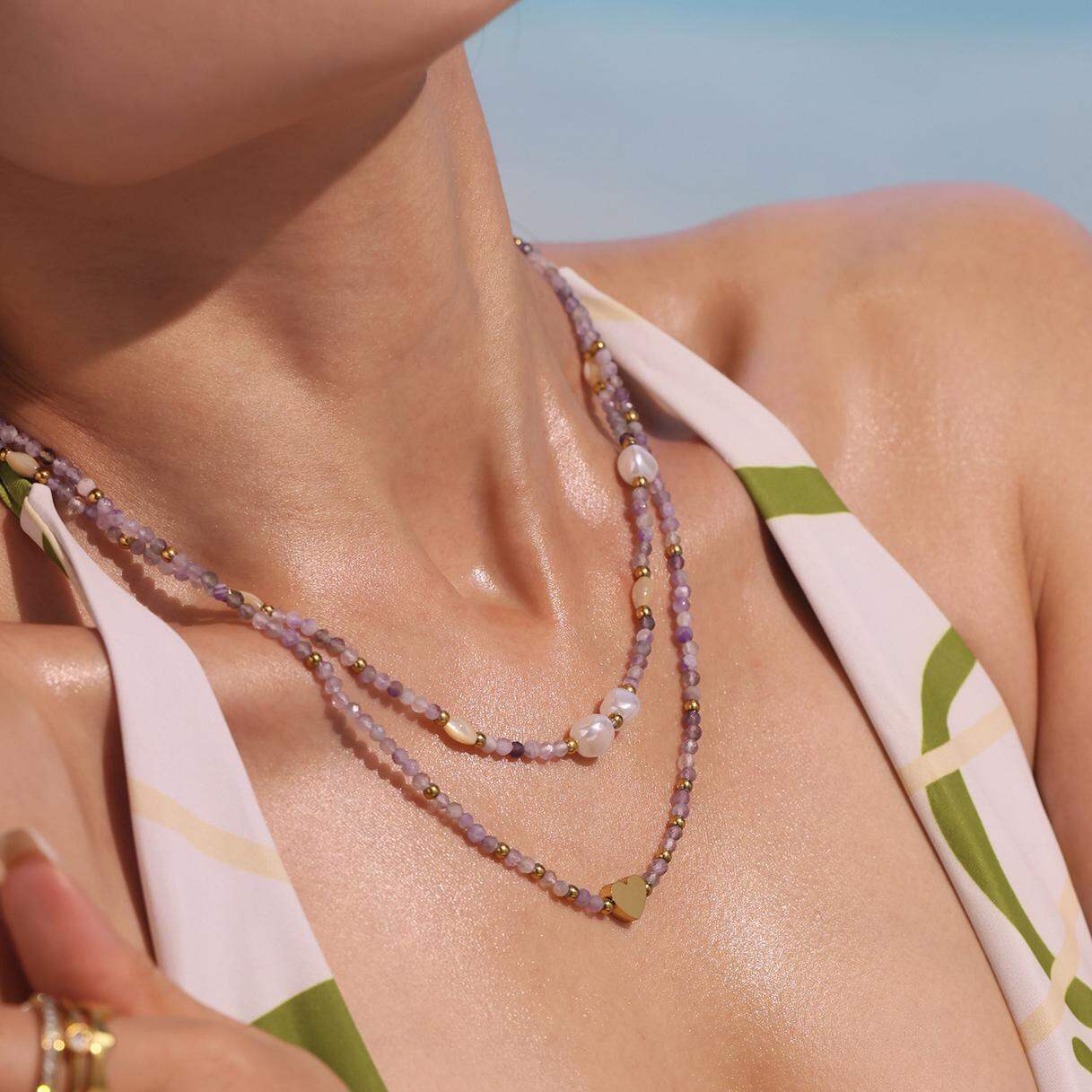 1 pezzo di splendide perle in acciaio inossidabile, impermeabili, color oro, collane di perline da donna Immagine6