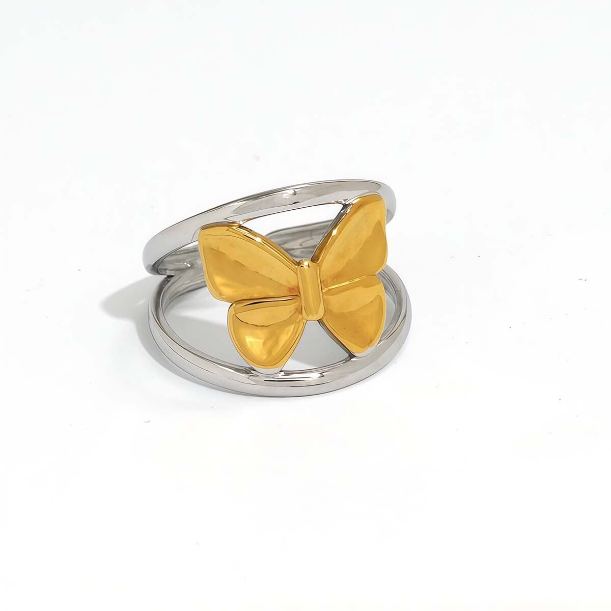 Colore oro e argento/Taglia unica/Anello monoblocco Immagine3