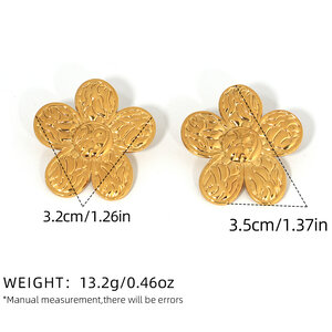 1 Pair Simple Daily Flower Stainless Steel Waterproof Gold Color Women's Stud Earrings h5 Picture2