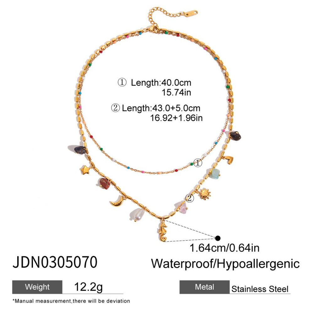 1 Piece Vacation Seahorse Stainless Steel Waterproof Gold Color Women's Layered Necklaces Picture2