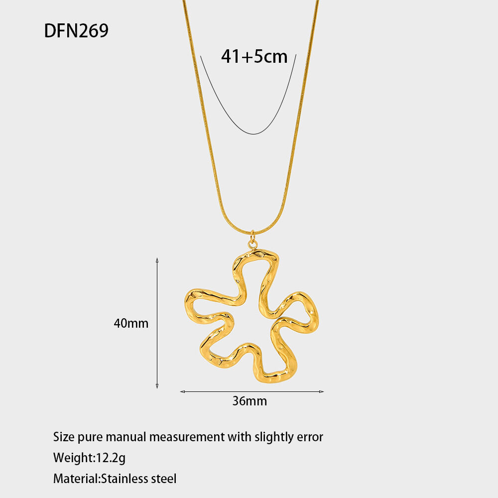 1 par de collares colgantes de acero inoxidable resistentes al agua con diseño de flores para mujer, de serie sencilla y diaria. 