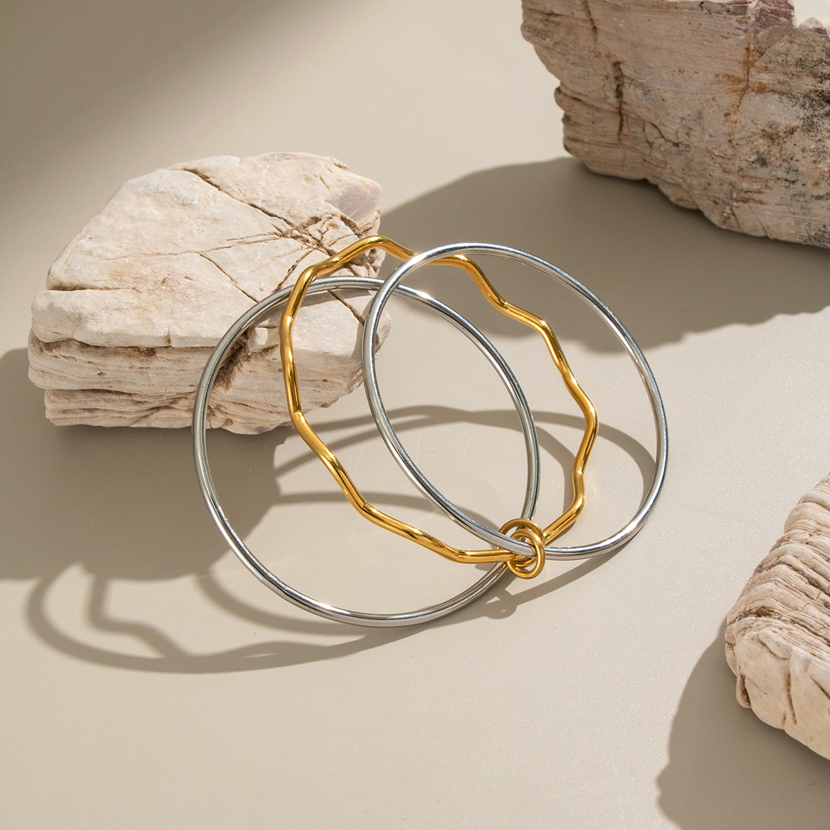 1 Piece Simple Series Daily Mixed Gold Color And Silver Colors  Women's Bangles 2