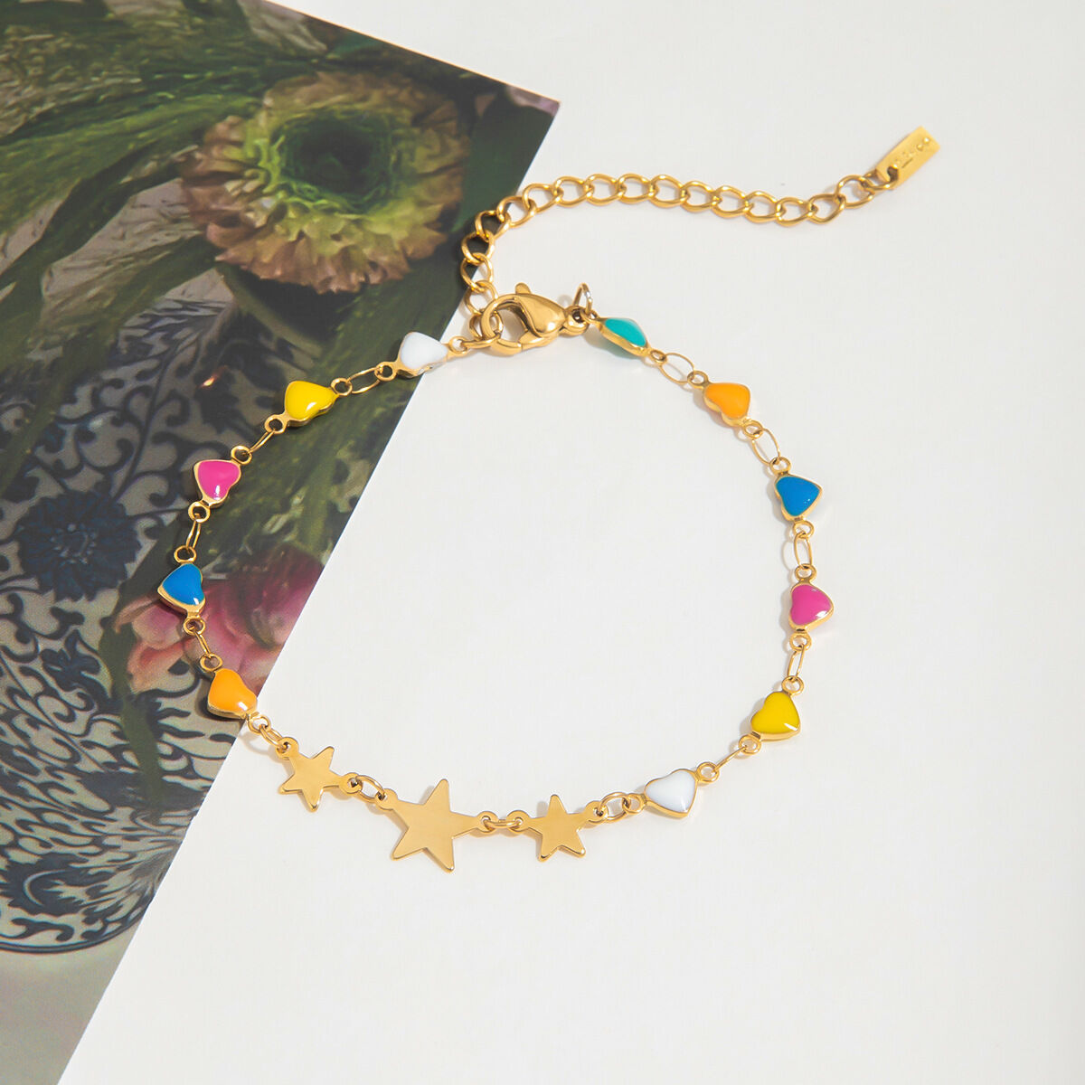 1 Piece Shinning Star Stainless Steel Waterproof Gold Color Women's Chain Bracelets h5 Picture9