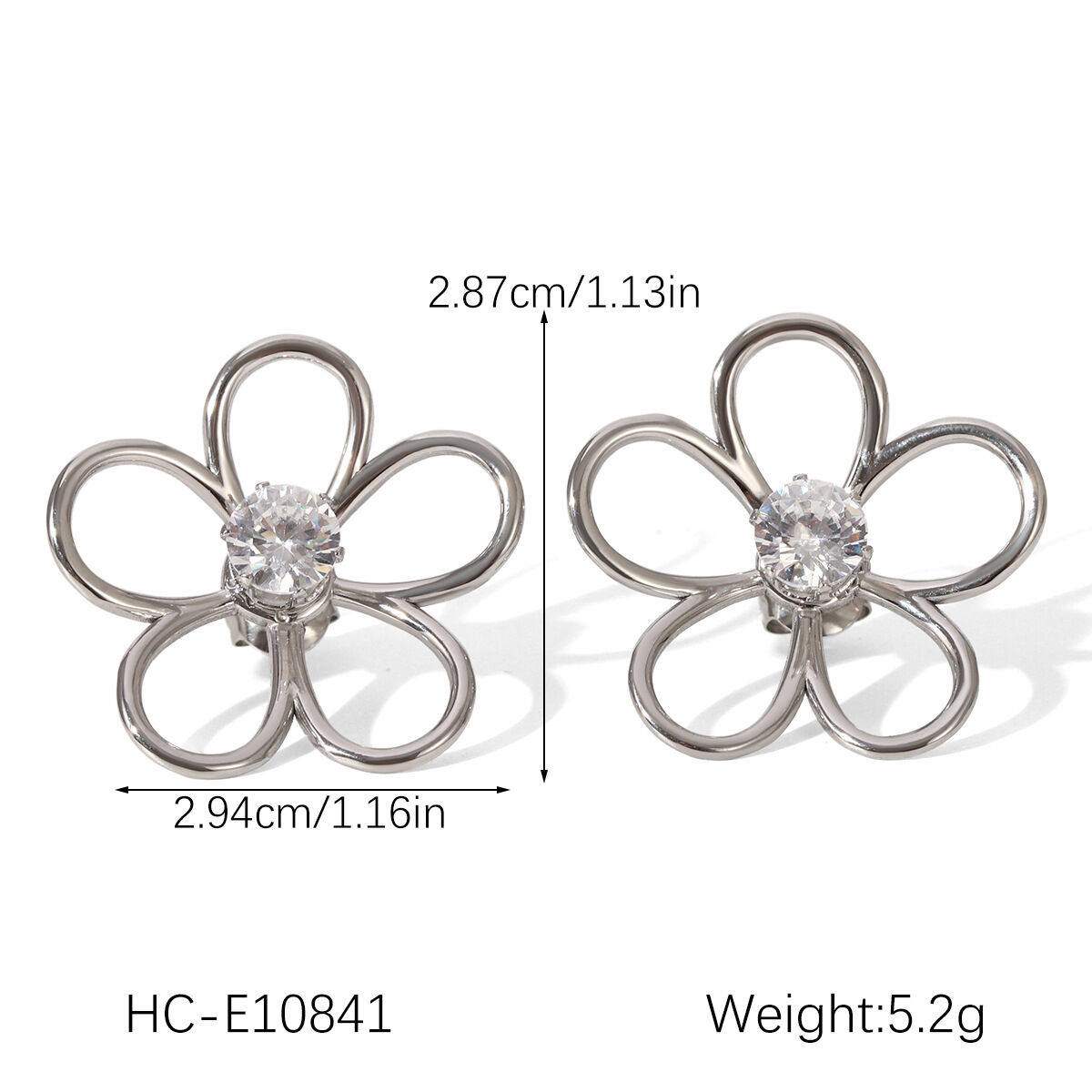 1 Paar moderne, wasserfeste Damen-Ohrstecker aus Edelstahl mit Blumenmuster in Goldfarbe h5 Bild2