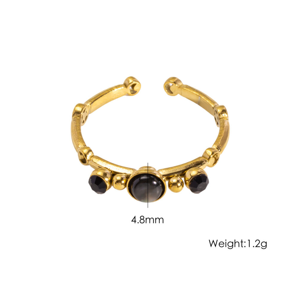 1 Piece Simple Series Retro Irregular Shape Stainless Steel Waterproof Women's Gemstone Rings 