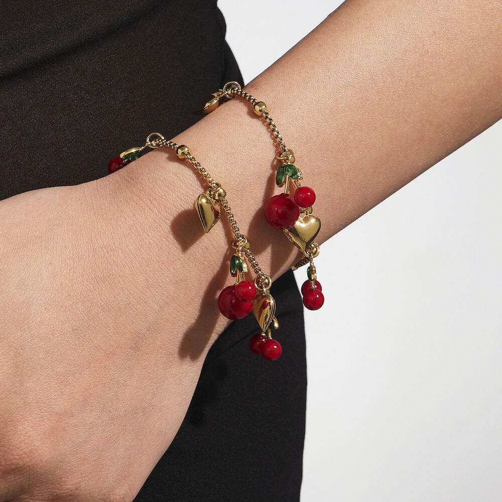 1 Piece Vivid Cherry Stainless Steel Waterproof Gold Color Women's Jewelry Sets h5Picture4