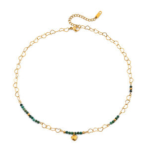 1 Piece Elegant Heart Beads Stainless Steel Waterproof Gold Color Women's Pendant Necklaces h5