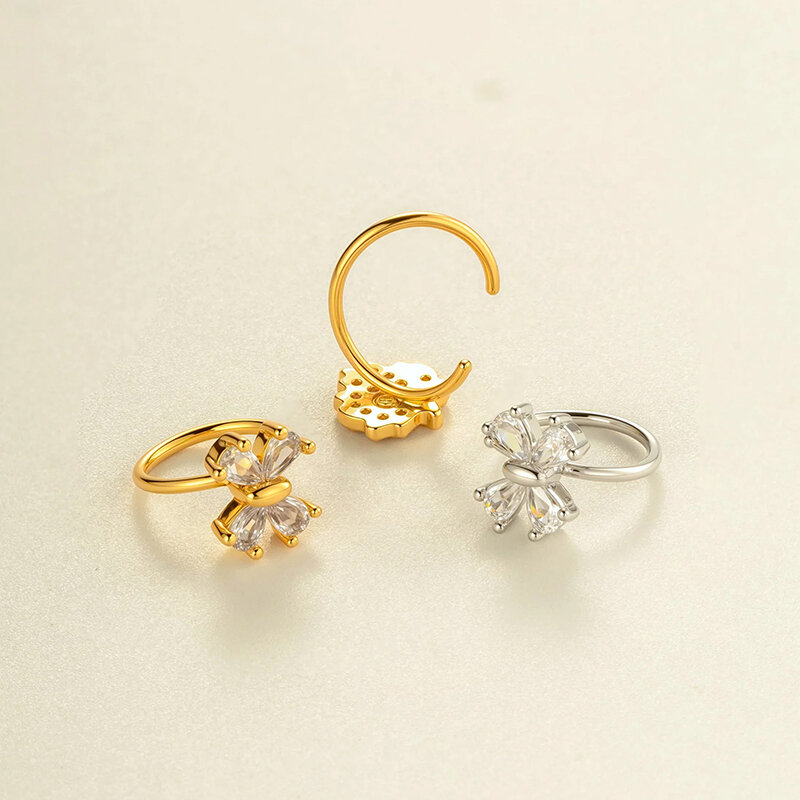 1 Piece Heart Copper Gold Color Zircon Nose Ring 2