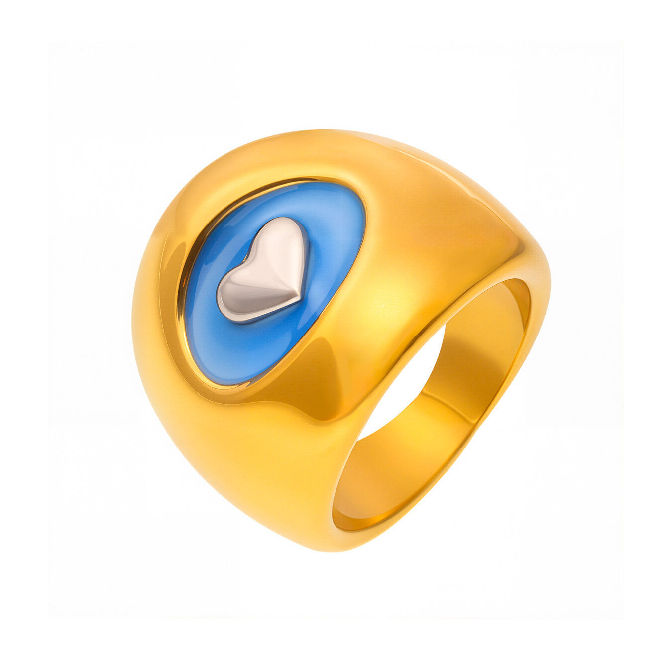 1 Piece Classic Heart Stainless Steel Waterproof Gold Color Signet Rings 
