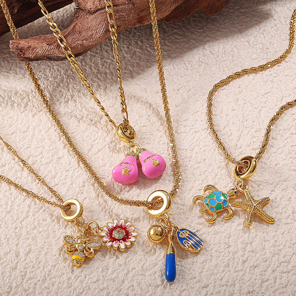 1 Piece Stainless Steel Waterproof Gold Color Pendant Necklace h5 Picture2