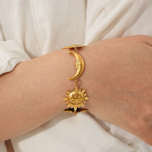 1 Piece Classic Moon & Star Stainless Steel Waterproof Gold Color Women's Chain Bracelets h5 Picture4