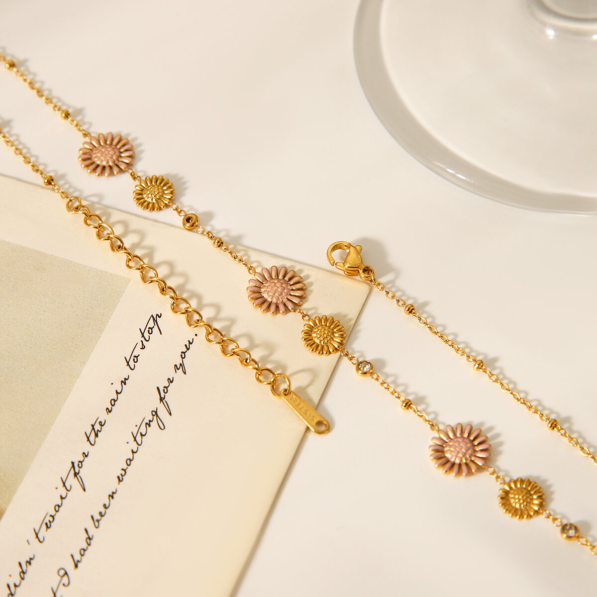 1 Piece Daily Flower Stainless Steel Waterproof Women's Chain Necklaces Picture8