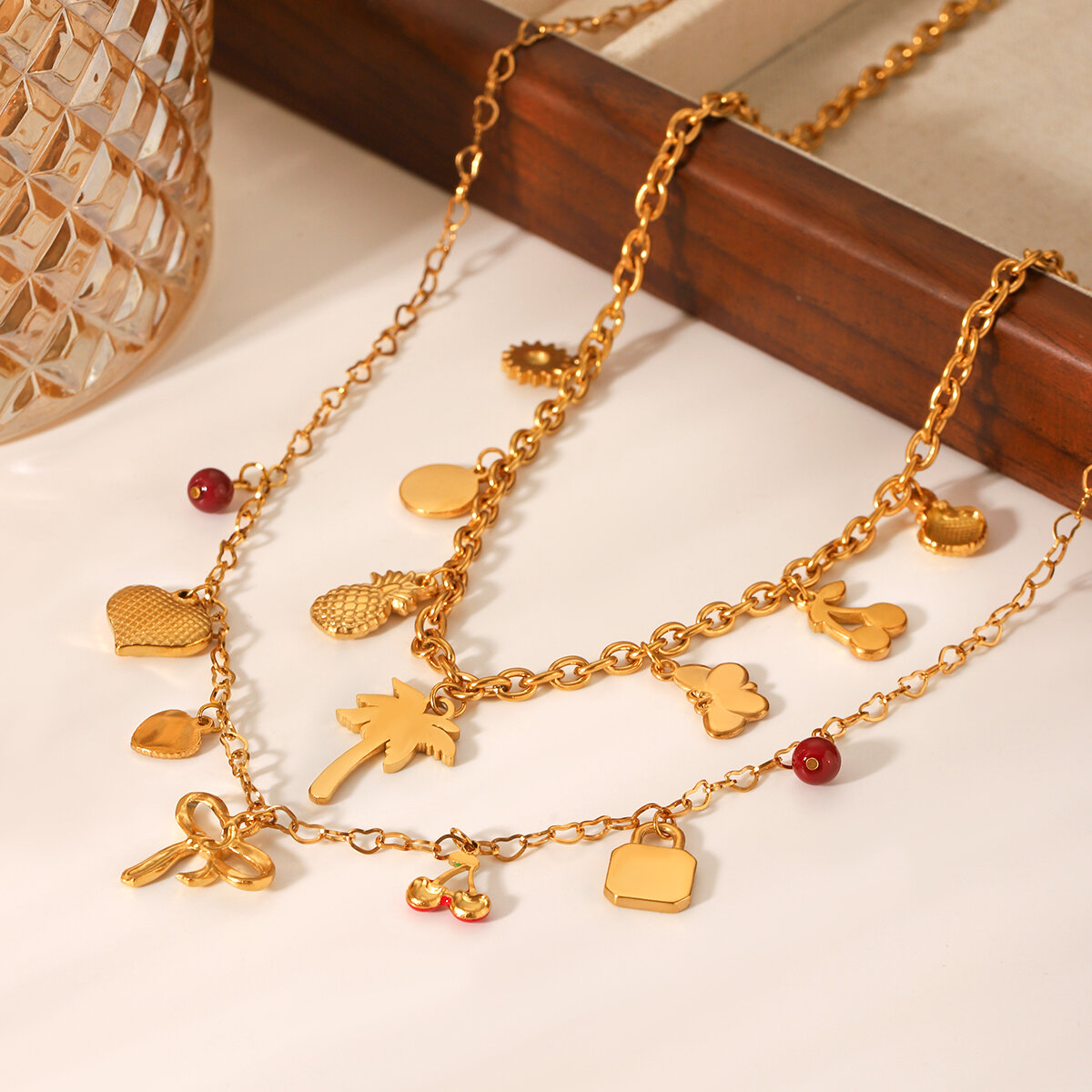 1 paire de colliers simples avec pendentif en forme de nœud papillon en acier inoxydable pour femme Image6